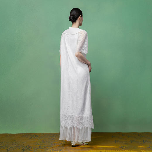 【林栖设计小店】镂光花影|蕾丝绣花拼桑蚕丝2026春新款国风连衣裙1961131 商品图4