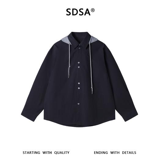 C7009SDSA男士春夏新款痞帅男装时尚潮牌撞色拼接连帽衬衫百搭宽松衬衣 商品图1