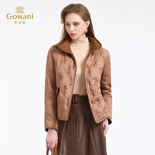 【鹅绒】乔万尼优雅复古立领宽松白鹅绒短款羽绒服ED4T760 商品图3