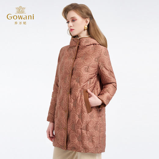 【鹅绒】乔万尼新品亮片刺绣印花宽松连帽白鹅绒羽绒服ED4T860 商品图2