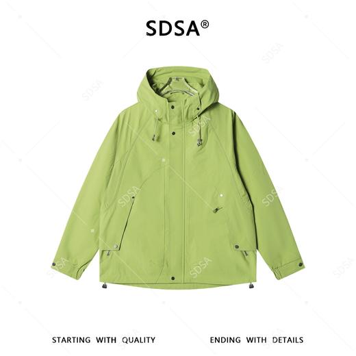 SDSA男士春夏新款痞帅男装简约时尚铆钉纯色立领连帽夹克外套百搭 商品图0