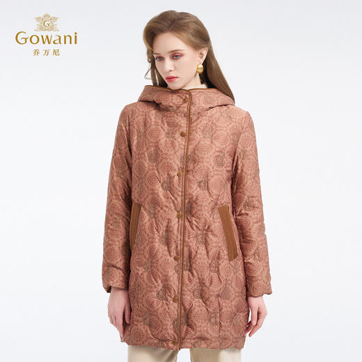 【鹅绒】乔万尼新品亮片刺绣印花宽松连帽白鹅绒羽绒服ED4T860 商品图1