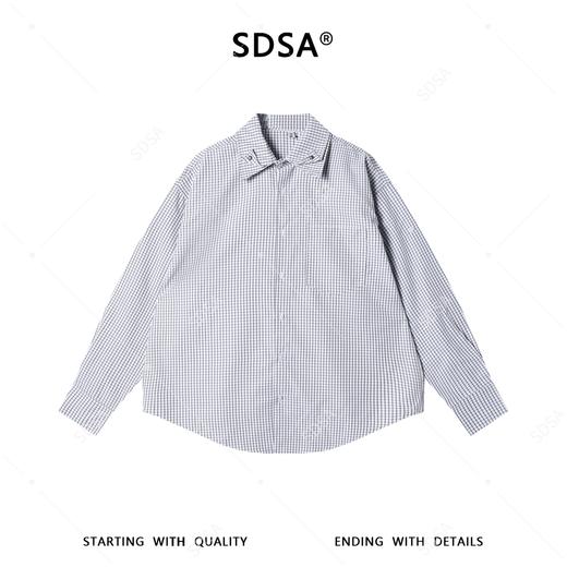 SDSA男士春夏新款痞帅男装时尚撞色格子铆钉翻领长袖衬衫百搭宽松 商品图3
