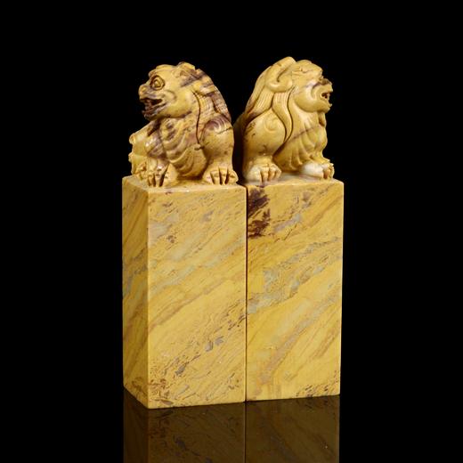 孤品17739木纹石貔貅钮对章情侣对章书画组合章姓名章闲章一对-2.5*2.5*8.8cm 商品图1