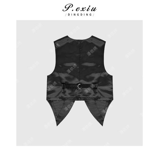 04-1潘依绣丁丁宠粉复古时髦多元素拼接黑色花纹马甲Q1258 商品图1