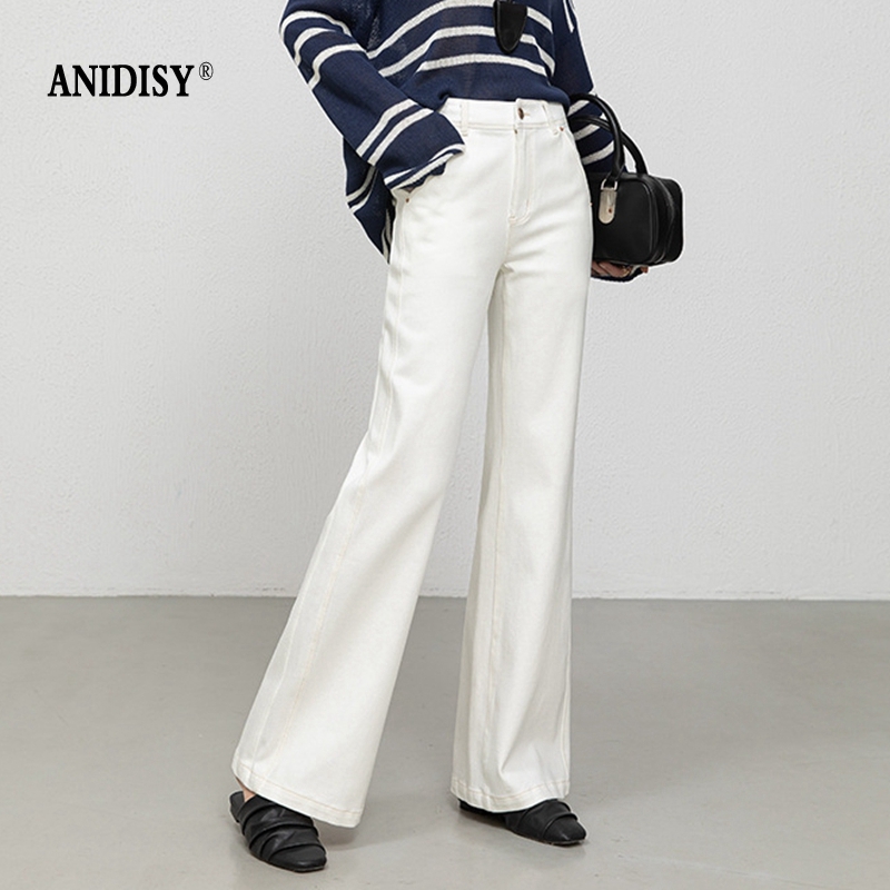 2026春装时尚高腰拉链四面弹宽松微喇牛仔裤