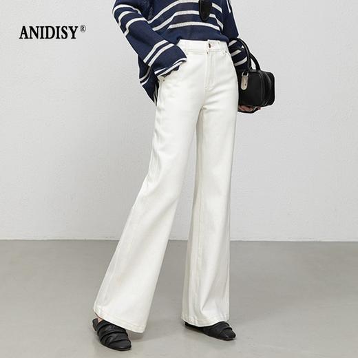 2026春装时尚高腰拉链四面弹宽松微喇牛仔裤 商品图0