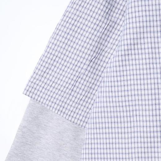 86007SDSA男装2026新款高贵轻奢韩版简约拼接格子长袖衬衫百搭休闲衬衣 商品图3