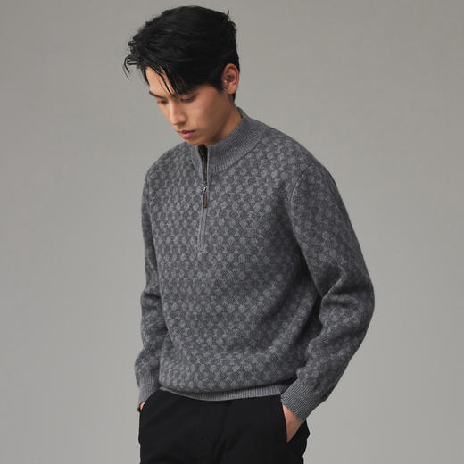 PALUOPO/PL 100%山羊绒半拉链男衫/ET23086R/约重495g帕罗 商品图2