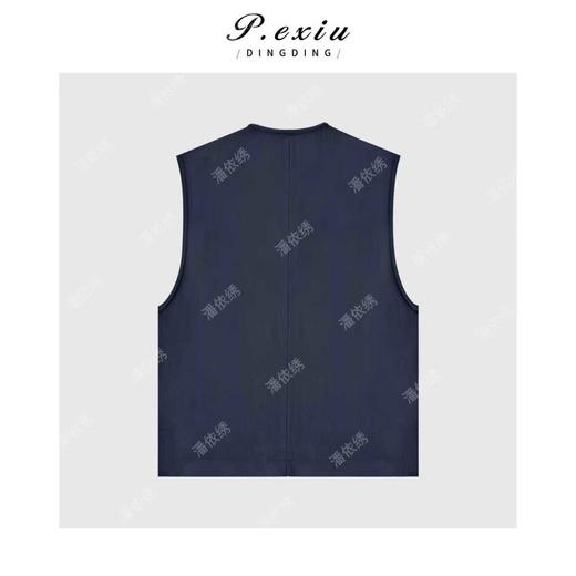 04-3潘依绣丁丁宠粉老钱风暗纹条纹V领套头马甲Q96851 商品图1