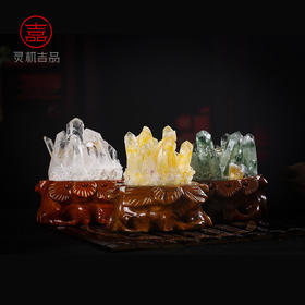 【祈愿吉品】原矿活水晶簇原石摆件绿幽灵聚宝盆乔迁新居