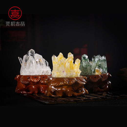 【祈愿吉品】原矿活水晶簇原石摆件绿幽灵聚宝盆乔迁新居 商品图0