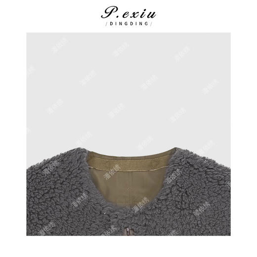 04-2潘依绣丁丁宠粉羊毛复古高级感拼接排扣保暖圆领无袖马甲Q49612 商品图2