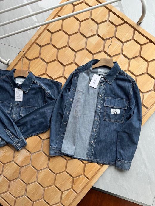 春夏男士简约布标复古纯棉宽松牛仔衬衫外套 商品图5