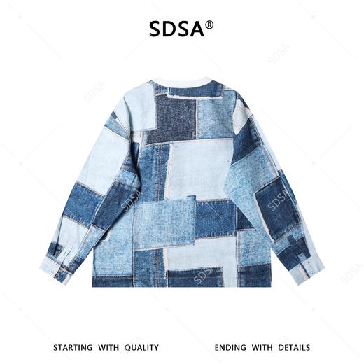 26T46SDSA男装2026新款高贵轻奢百搭时尚不规则格子圆领长袖T恤宽松潮 商品图5