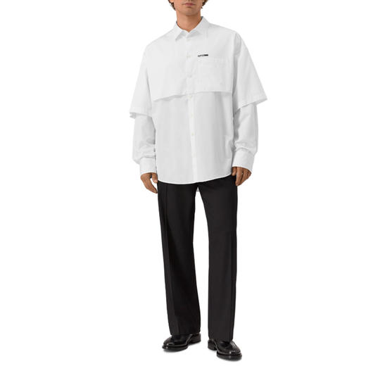 DSQUARED2 男士字母徽标印花棉质长袖衬衫 白色 S74DM0947 S36275 100 商品图4