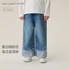 马克珍妮春日蝴蝶结女童牛仔卷边直筒裤2026年春装新款560095 商品缩略图0