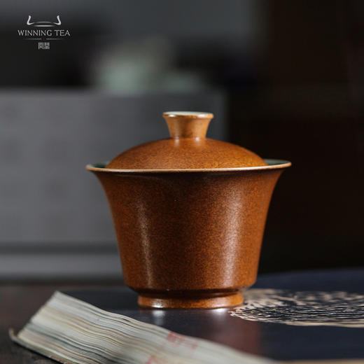 问鼎牛角款草木灰盖碗梅子青对杯 商品图2