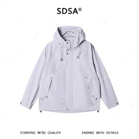 SDSA男士春夏新款痞帅男装简约时尚铆钉纯色立领连帽夹克外套百搭