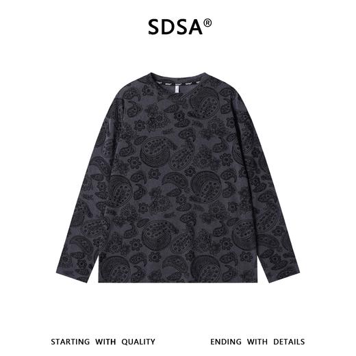 26T47SDSA男装2026新款高贵轻奢韩版简约植绒腰果花卉圆领长袖T恤舒适 商品图1