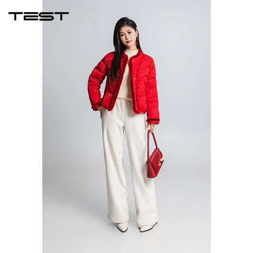 冬上新国风提花红色立领宽松显瘦短棉衣2254240 商品图1