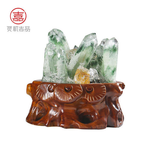 【祈愿吉品】原矿活水晶簇原石摆件绿幽灵聚宝盆乔迁新居 商品图4
