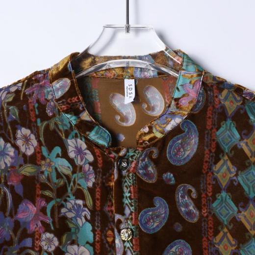 26CS06SDSA男士秋冬新款痞帅男装潮牌植绒植绒花卉立领长袖衬衫百搭休闲 商品图3