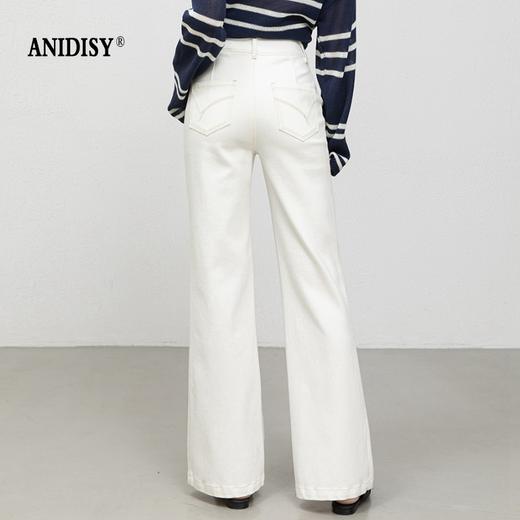 2026春装时尚高腰拉链四面弹宽松微喇牛仔裤 商品图3