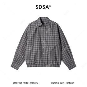 SDSA男士春夏新款痞帅男装韩版撞色格纹格子套头衬衫百搭宽松时尚