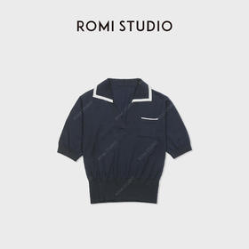 ROMI STUDIO“高智感”棉质撞色翻领修身短袖Polo上衣RWDSST1791