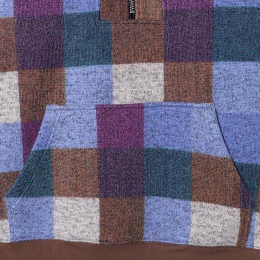 SDSA秋冬新款痞帅男装时尚撞色格子设计半拉链立领连帽卫衣高级感 商品图2