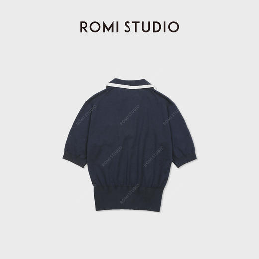 ROMI STUDIO“高智感”棉质撞色翻领修身短袖Polo上衣RWDSST1791 商品图1