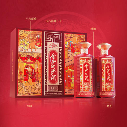 【鸿运礼盒】金沙回沙酒 鸿运礼盒 500ml*2瓶一套 53度 酱香型白酒 送礼收藏自饮 商品图8