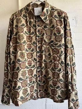 John Alexander Skelton 26SS 缠枝花卉手工织印棉长袖衬衫