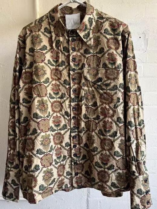 John Alexander Skelton 26SS 缠枝花卉手工织印棉长袖衬衫 商品图0