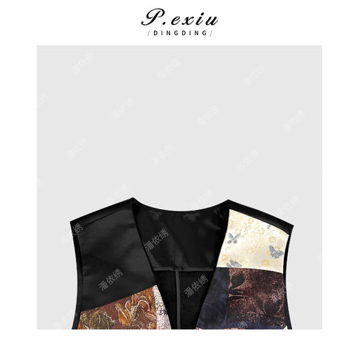 04-1潘依绣丁丁宠粉复古时髦多元素拼接黑色花纹马甲Q1258 商品图2