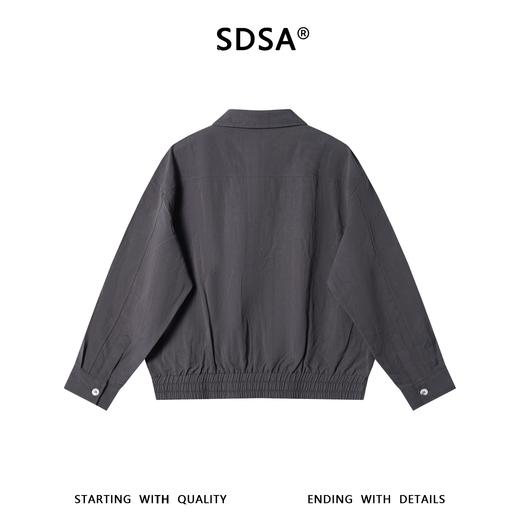 SDSA男士春夏新款痞帅男装老钱风商务纯色拉链翻领夹克外套百搭 商品图4