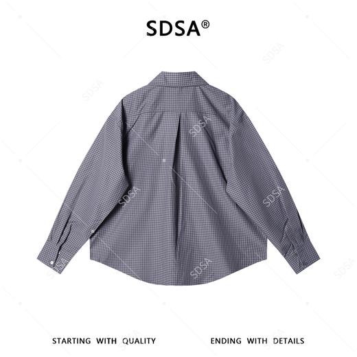 SDSA男士春夏新款痞帅男装时尚撞色格子铆钉翻领长袖衬衫百搭宽松 商品图5