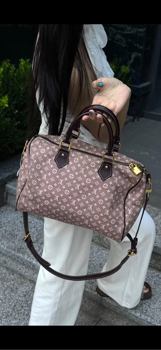 Lv sp30 丹宁老花 帆布 粉杏色 枕头包 商品图2
