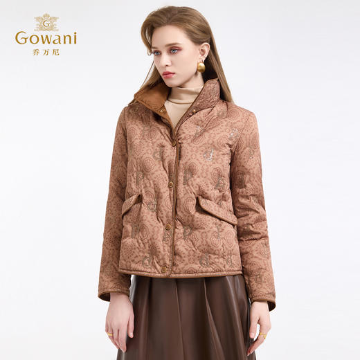 【鹅绒】乔万尼优雅复古立领宽松白鹅绒短款羽绒服ED4T760 商品图2