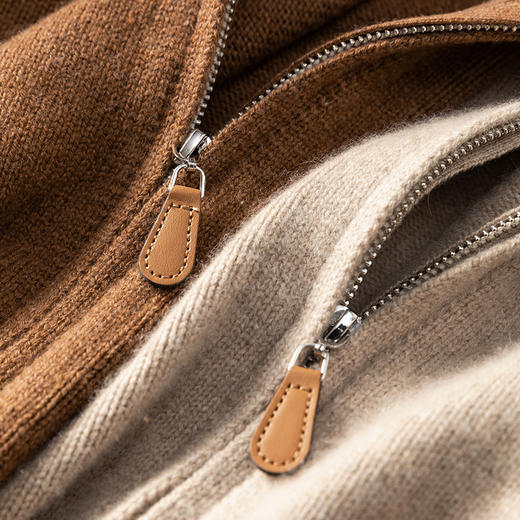 100%Baby小山羊绒~老钱风翻领拉链加厚羊绒外套BABY260523 商品图4