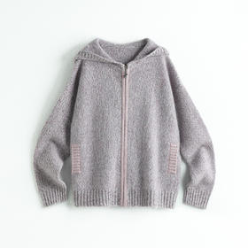 PALUOPO/PL 100%山羊绒 连帽拉链童装ET21335R-B/约重345g 红色帕罗