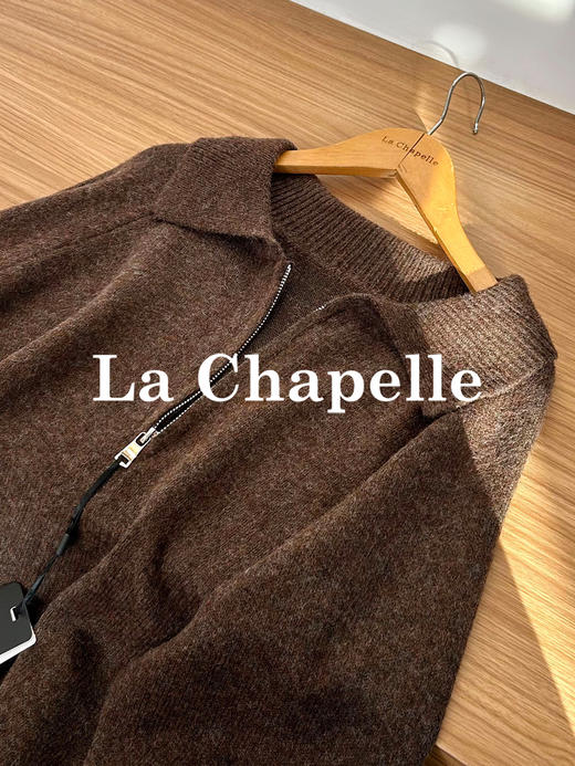 专柜实拍【绵羊毛/柔软亲肤】拉夏贝尔/La Chapelle法式高级感翻领半拉链针织衫松弛慵懒感套头毛衣 商品图3