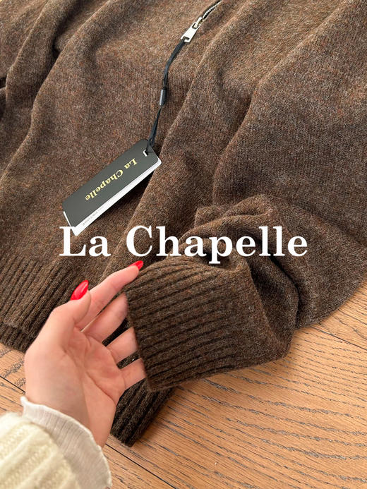 专柜实拍【绵羊毛/柔软亲肤】拉夏贝尔/La Chapelle法式高级感翻领半拉链针织衫松弛慵懒感套头毛衣 商品图9