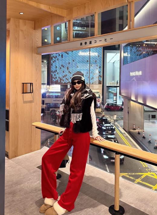 红红火火一整年弧型拼接弯刀镰刀卫裤 商品图14