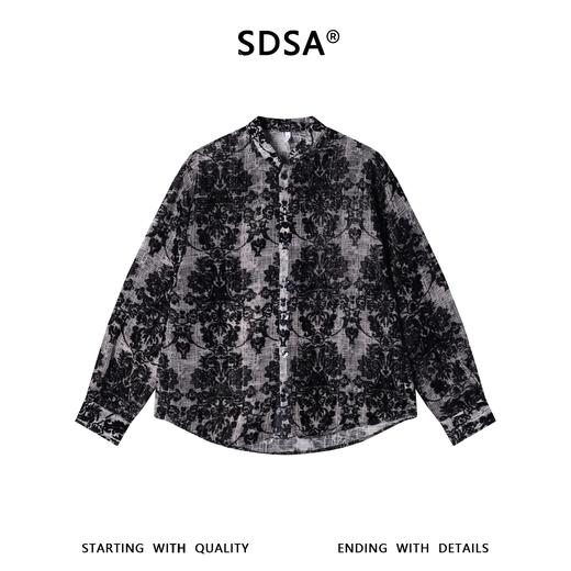 26CS15SDSA男装2026新款高贵轻奢时尚简约重工花卉立领衬衫百搭宽松衬衣 商品图1
