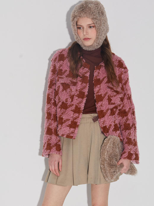 长短两穿设计感千鸟格羊毛 大衣外套 商品图4