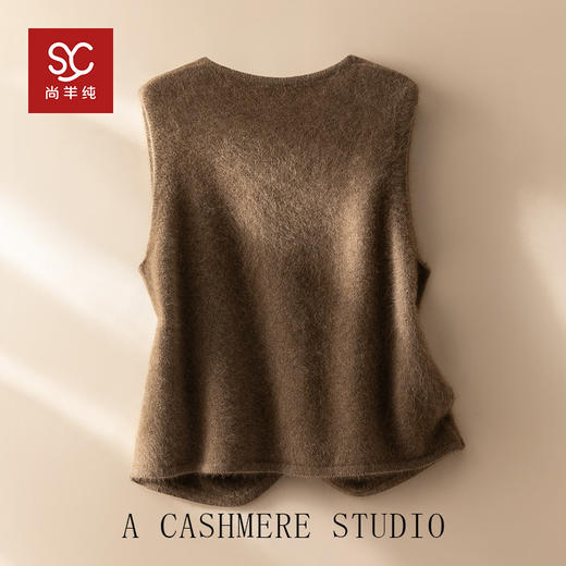 北美小动物系列~V领针织马甲女简约外穿口袋背心坎肩XDW260515 商品图4