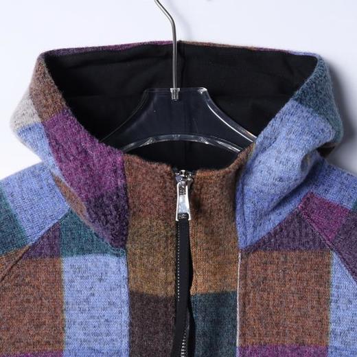 SDSA秋冬新款痞帅男装时尚撞色格子设计半拉链立领连帽卫衣高级感 商品图1