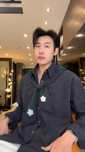 2700SDSA男士秋冬新款痞帅男装百搭休闲针织花朵设计翻领长袖衬衫时尚